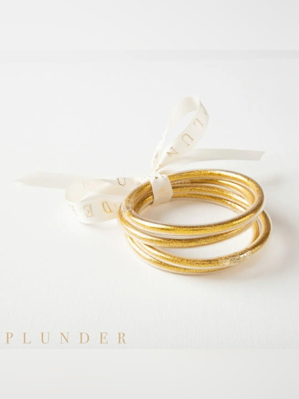 Plunder Design Glitter Jelly Bracelet Set Gold Core Color - Oralia